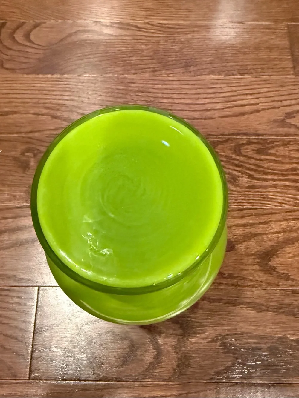 Vibrant Green Curved Glass Vase 9”-